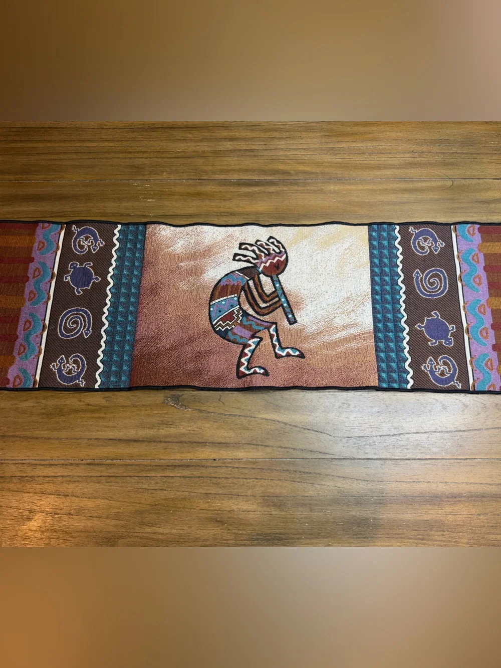 Southwestern Kokopelli Style Table Runner Tapestry Woven Aztec Design 68